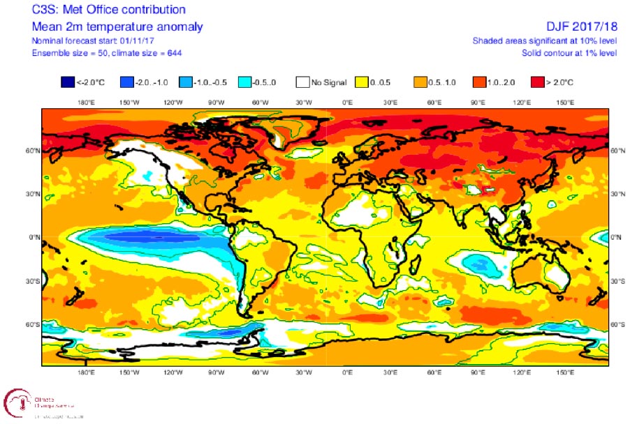 The UK MetOffice forecast predicted a weak La Nina